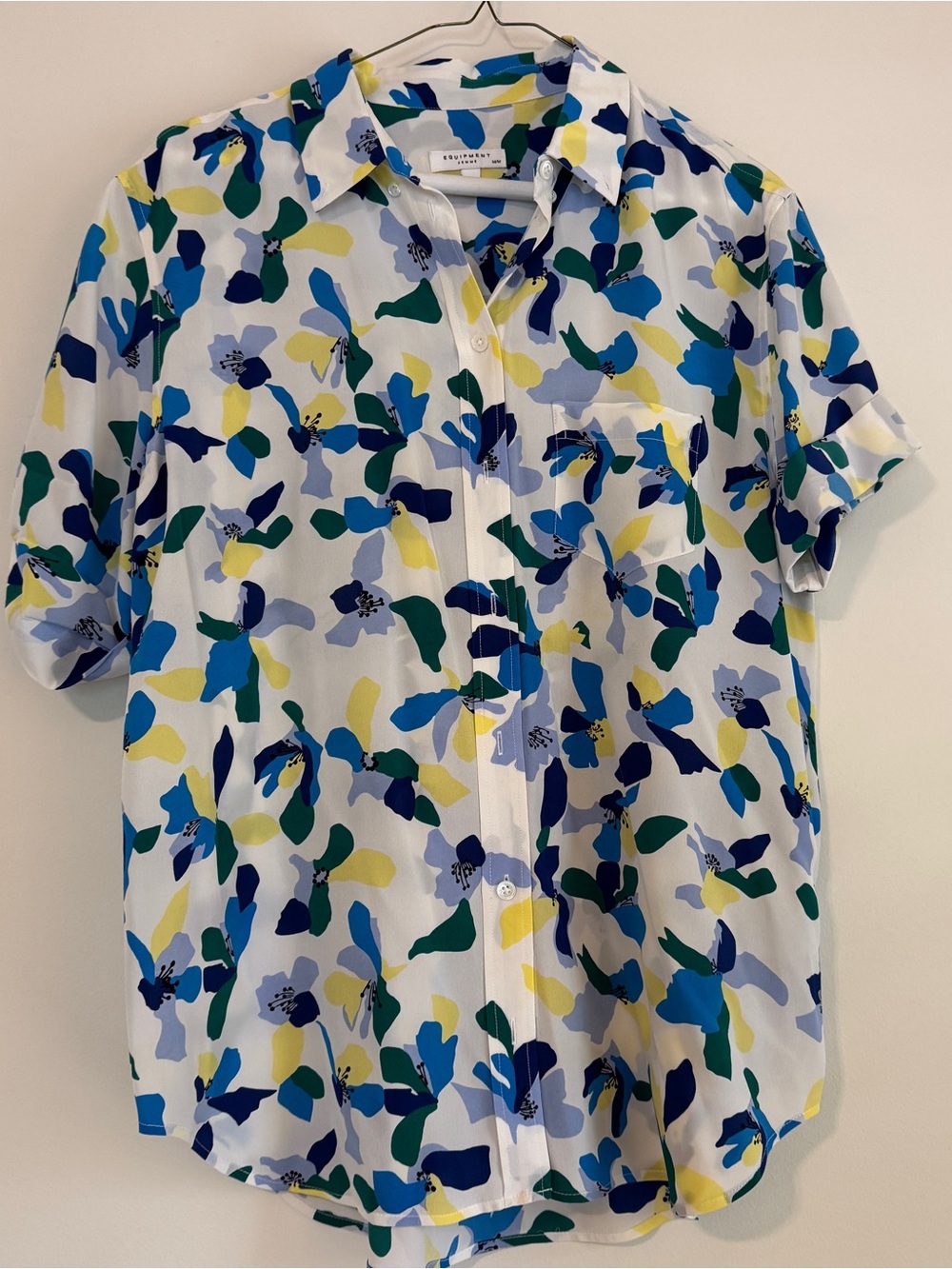 Equipment Floral Button-Down Shirt in Blue, Green & Yellow